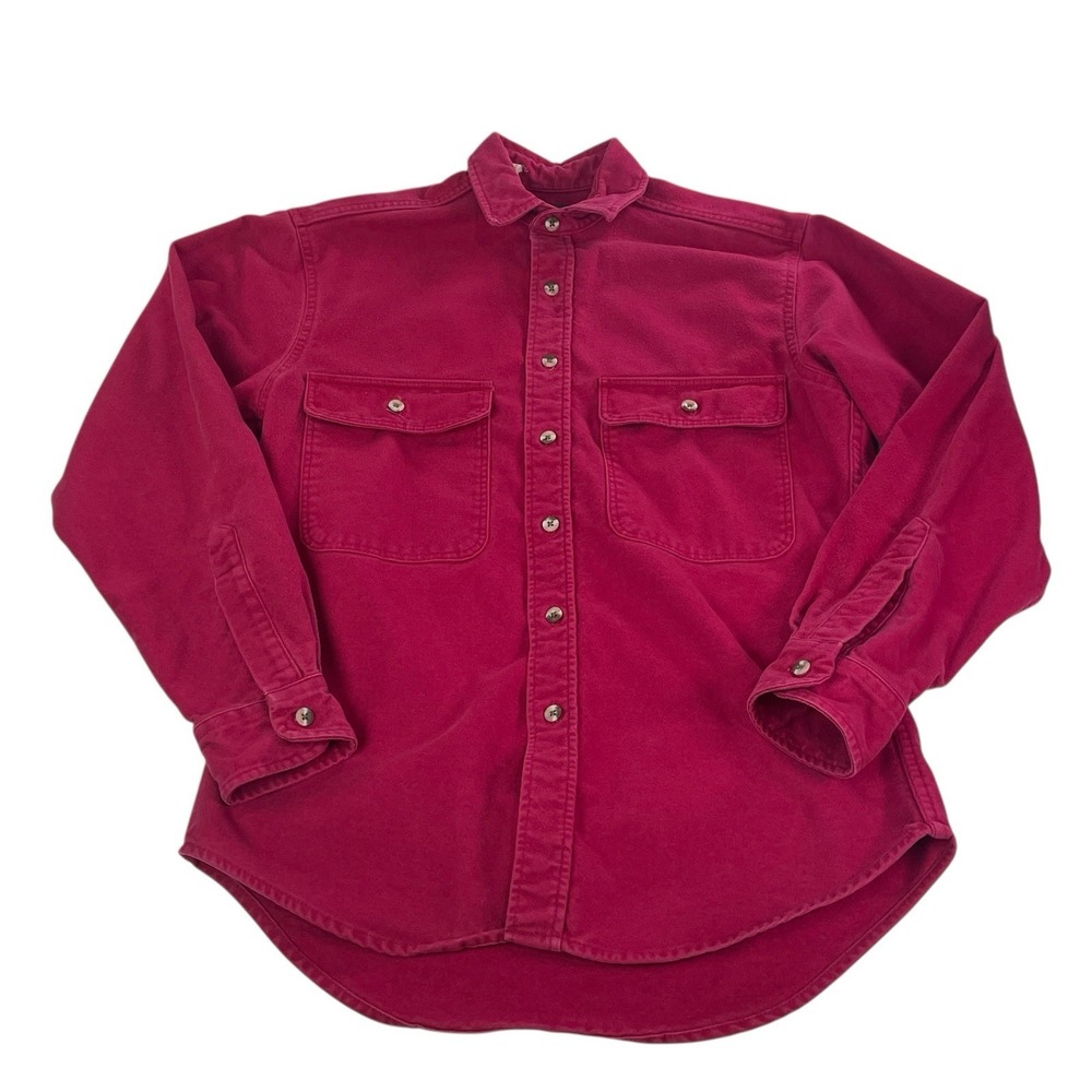 Gander Mountain Chamois Cotton Button Up Shirt Maroon Heavyweight Men's Small